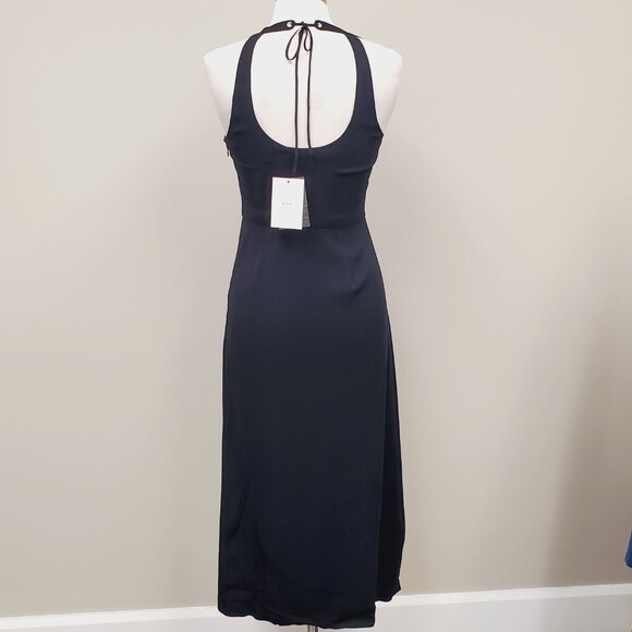 A.L.C. Leesa Tie Back Black Scuba Slit Midi Dress - Size 6 NWT Minimalist - Picture 11 of 15